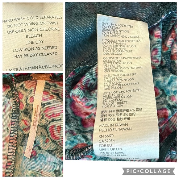 Free People Volcano Super Wide Leg Velvet Floral Jumpsuit Green Pink Size Large - Picture 15 of 15